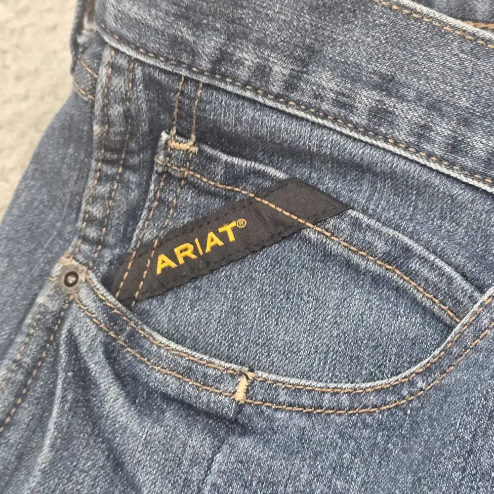 Ariat Rebar M4 Relaxed Boot Cut Jeans Mens 36x31 Carbine Blue Denim 10016221